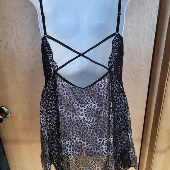 💜New Last One Small Leopard Lace Patchwork Babydoll Set - Picture 8 of 9
